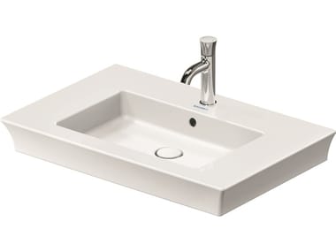 WHITE TULIP - Rectangular ceramic washbasin with overflow by Duravit